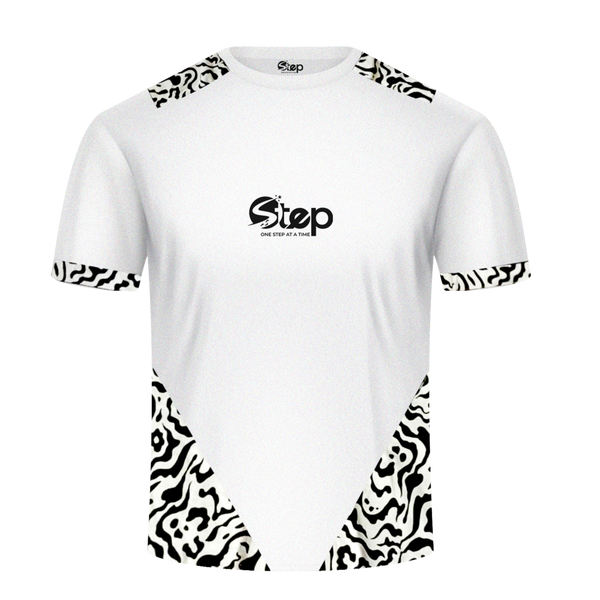 White T-shirt with Black Abstract Print