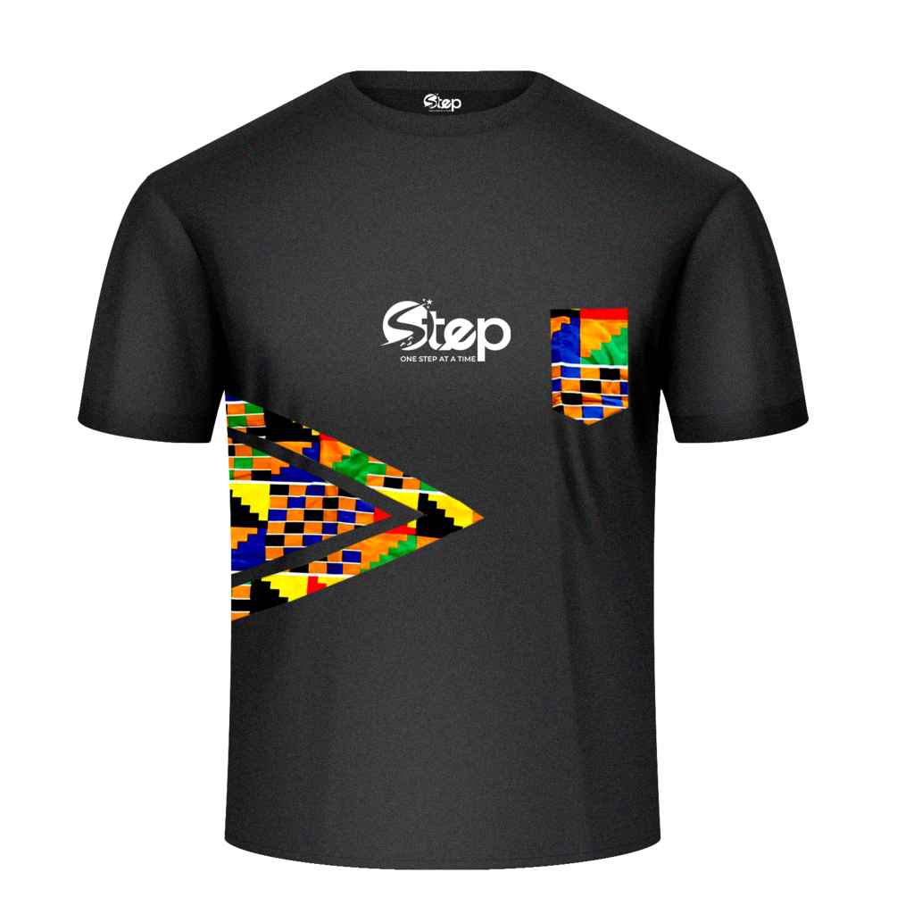 Black Kente Arrow Pocket Tee