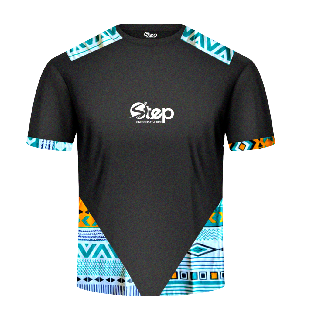 Blue & White Abstract Tribal Accent T-Shirt – STEP