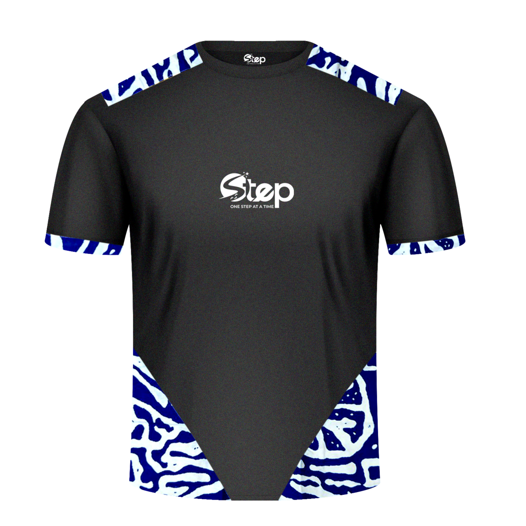 Blue & White Abstract Tribal Accent T-Shirt – STEP