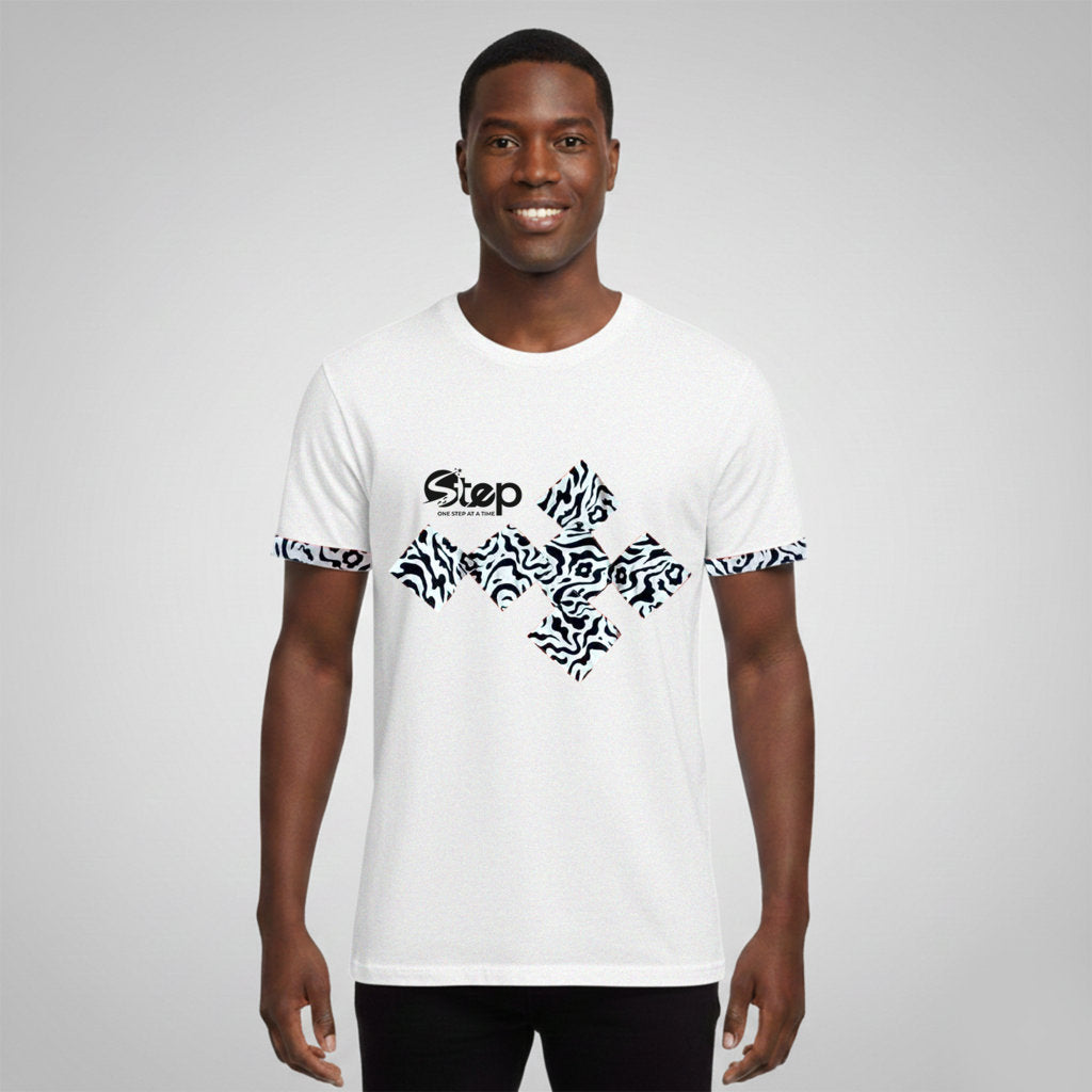 White & Black-White Abstract Print T-Shirt – STEP