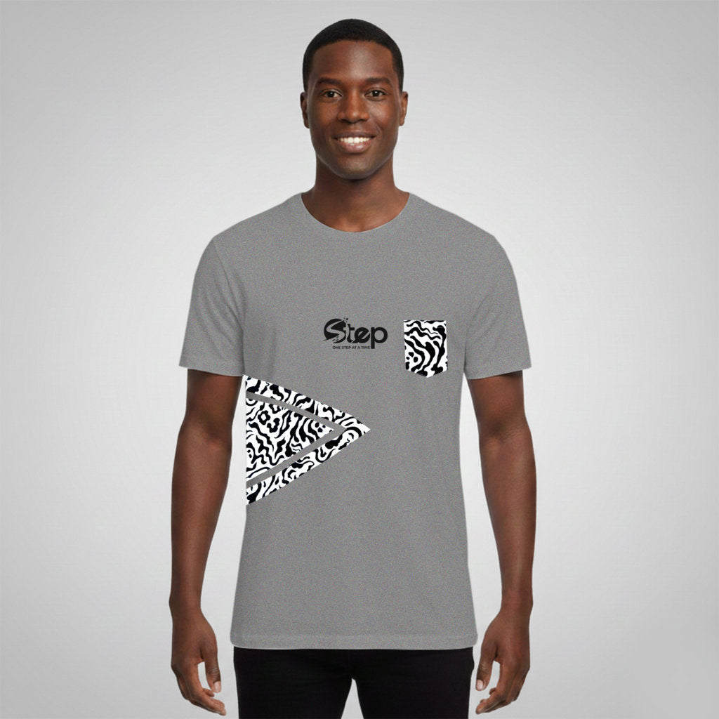 Grey Kente Arrow Pocket Tee