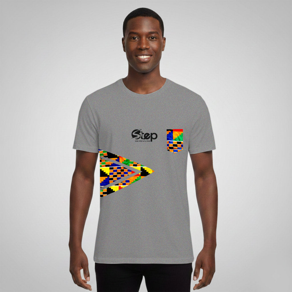 Grey Kente Arrow Pocket Tee