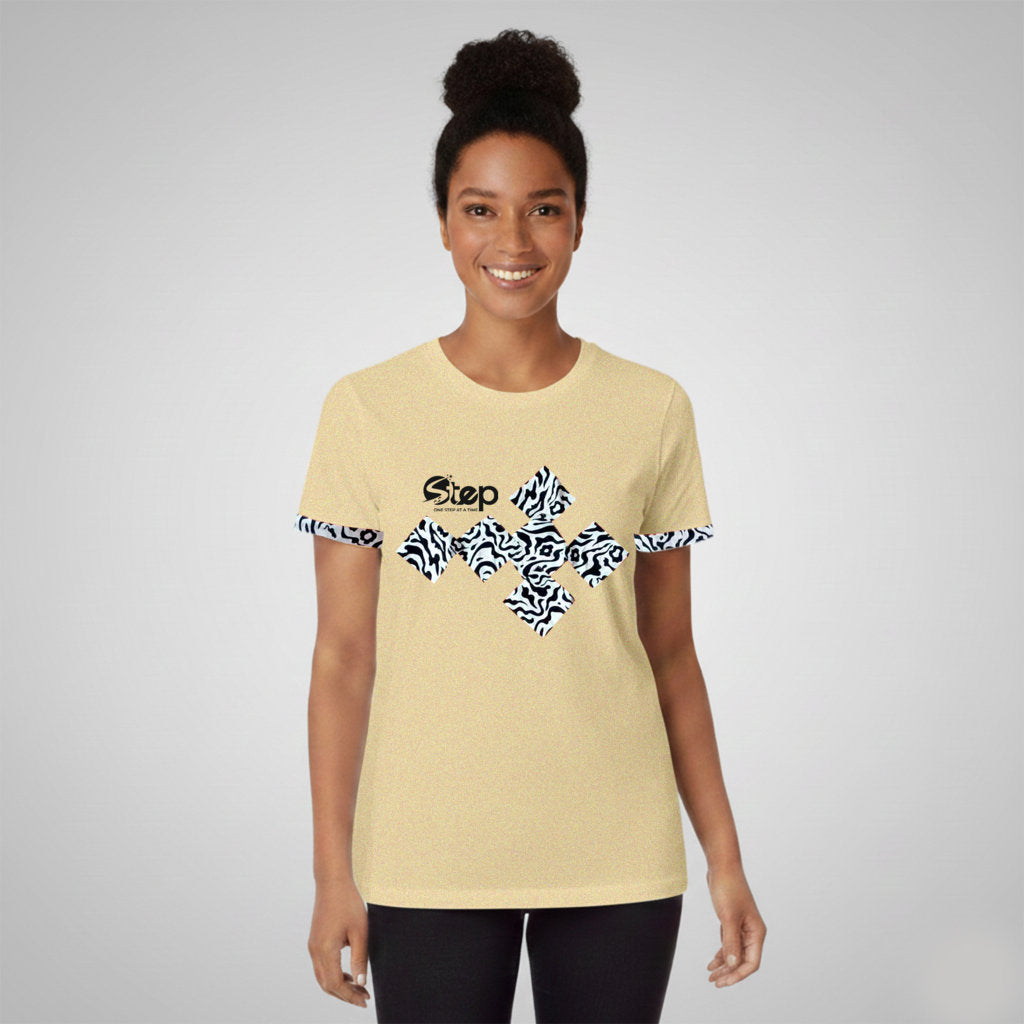 Beige & Blue Abstract Print T-Shirt – STEP