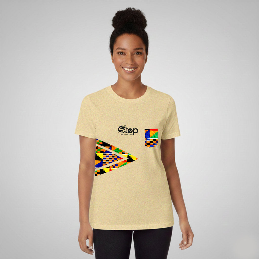 Light Beige Kente Arrow Pocket Tee