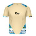 Light Beige T-shirt with Blue Tribal Print