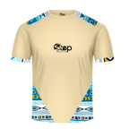 Light Beige T-shirt with Blue Tribal Print