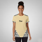 Light Beige T-shirt with Blue Tribal Print