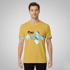 Dark Beige T-shirt – Blue & Orange Tribal Squares