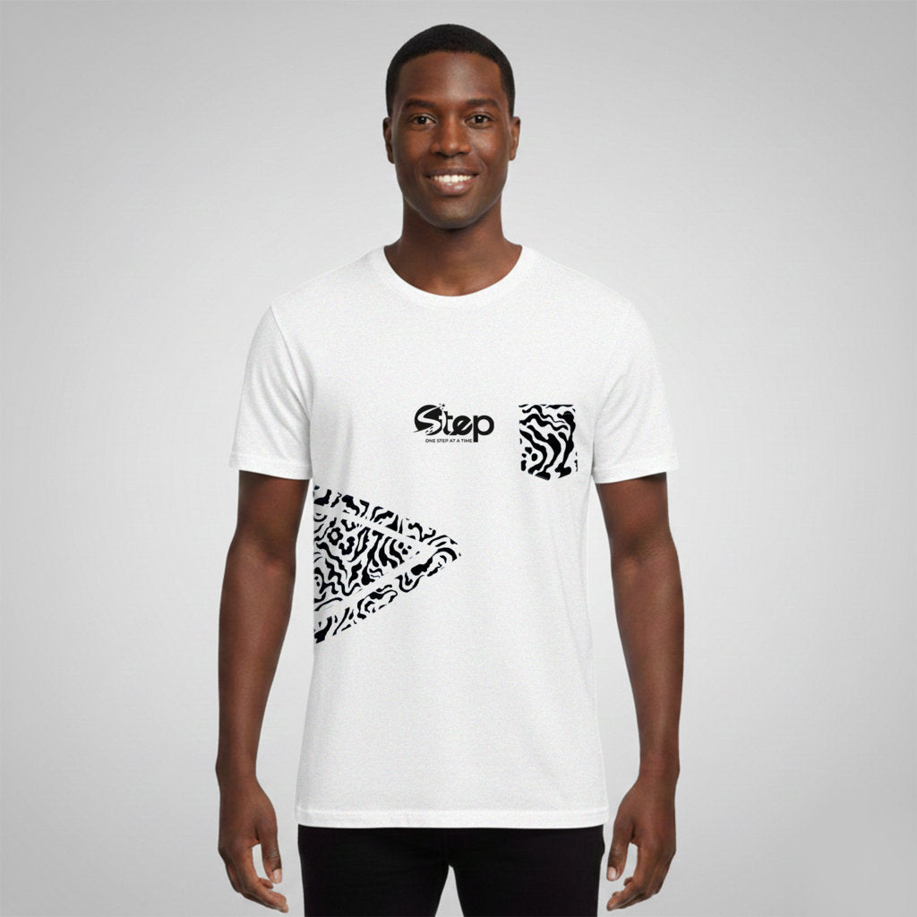 White Ocean Wave Arrow Pocket Tee