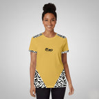 Mustard dark beige T-shirt with Black Abstract Print