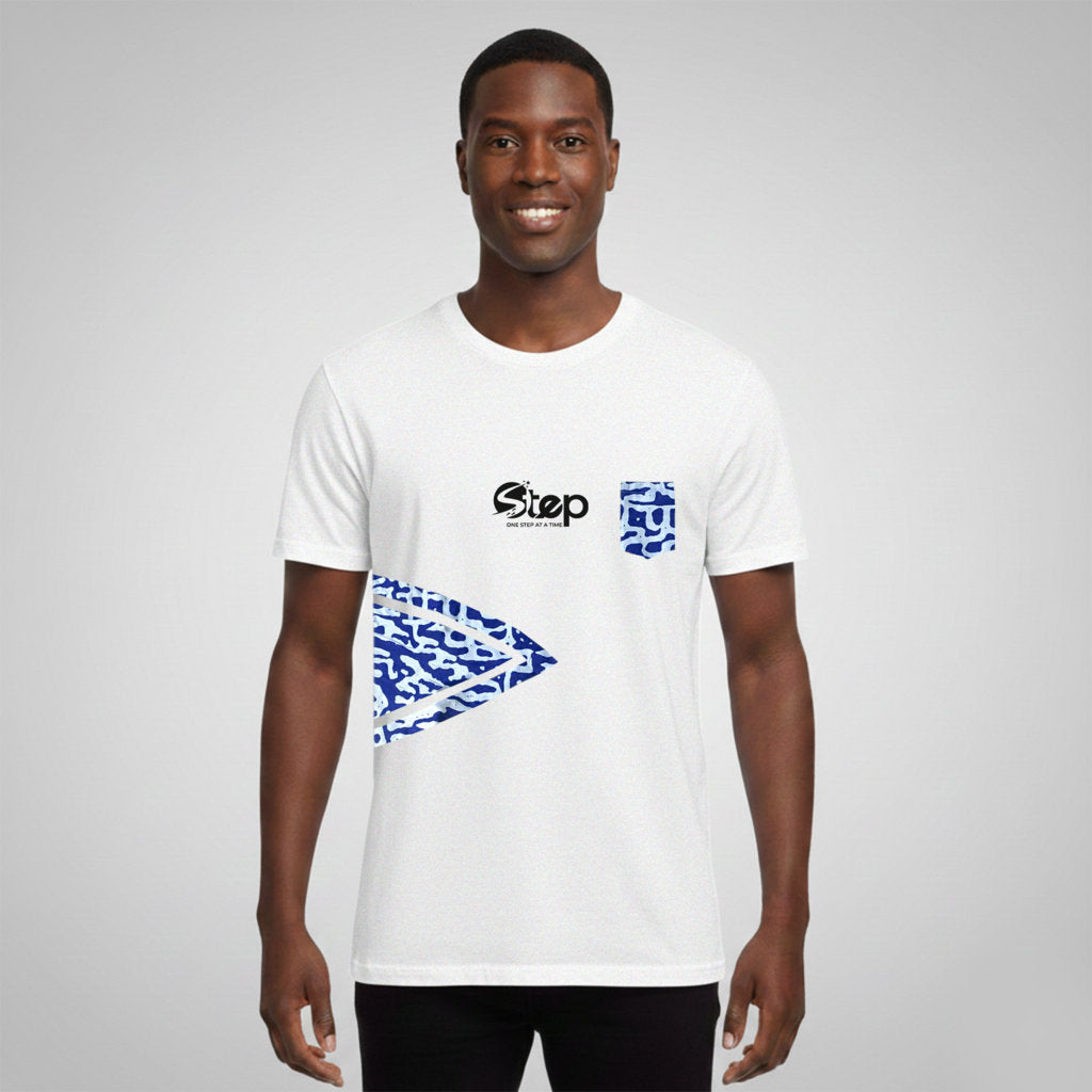 White Ocean Wave Arrow Pocket Tee