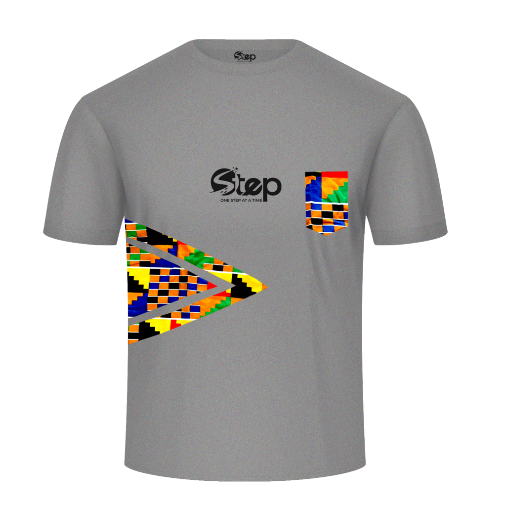 Grey Kente Arrow Pocket Tee