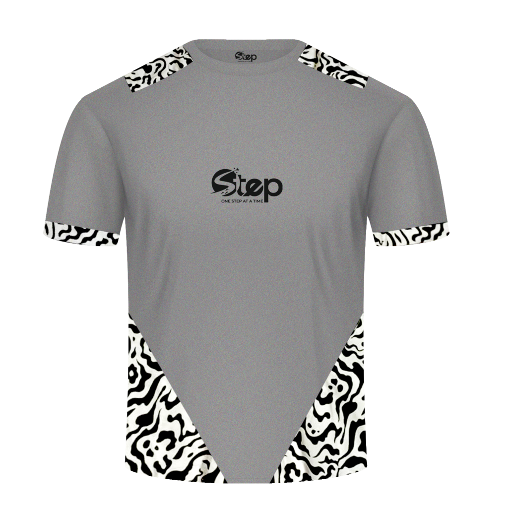 Grey T-shirt with Black Abstract Print