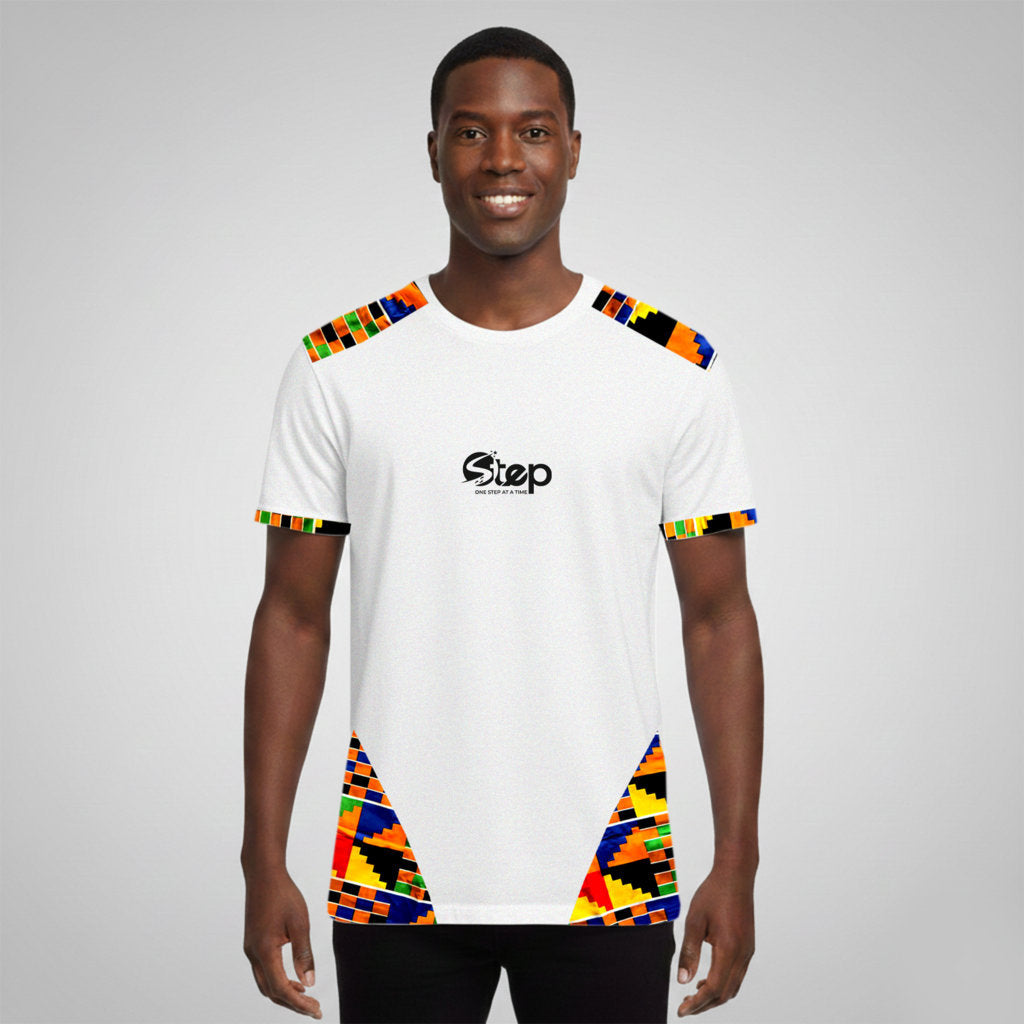 White T-shirt with Black Abstract Print