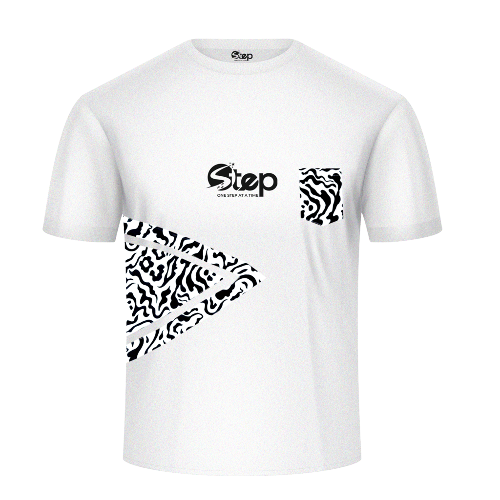 White Ocean Wave Arrow Pocket Tee