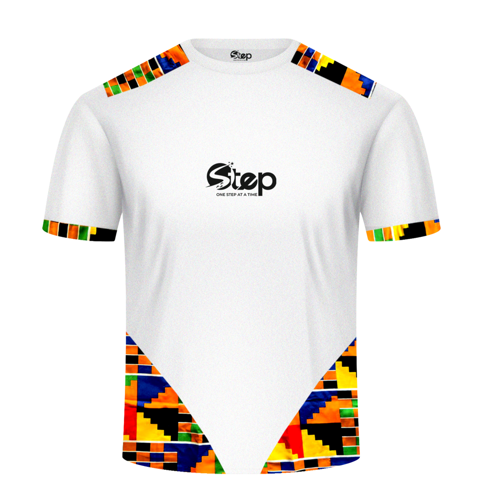 White T-shirt with Black Abstract Print