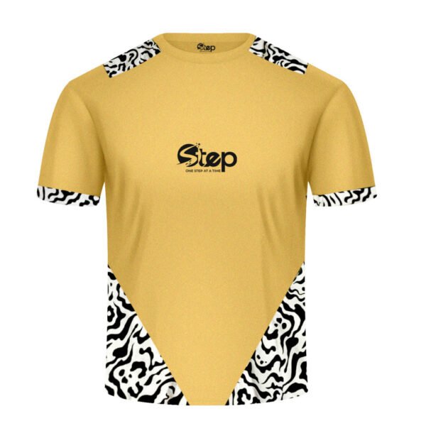 Mustard dark beige T-shirt with Black Abstract Print