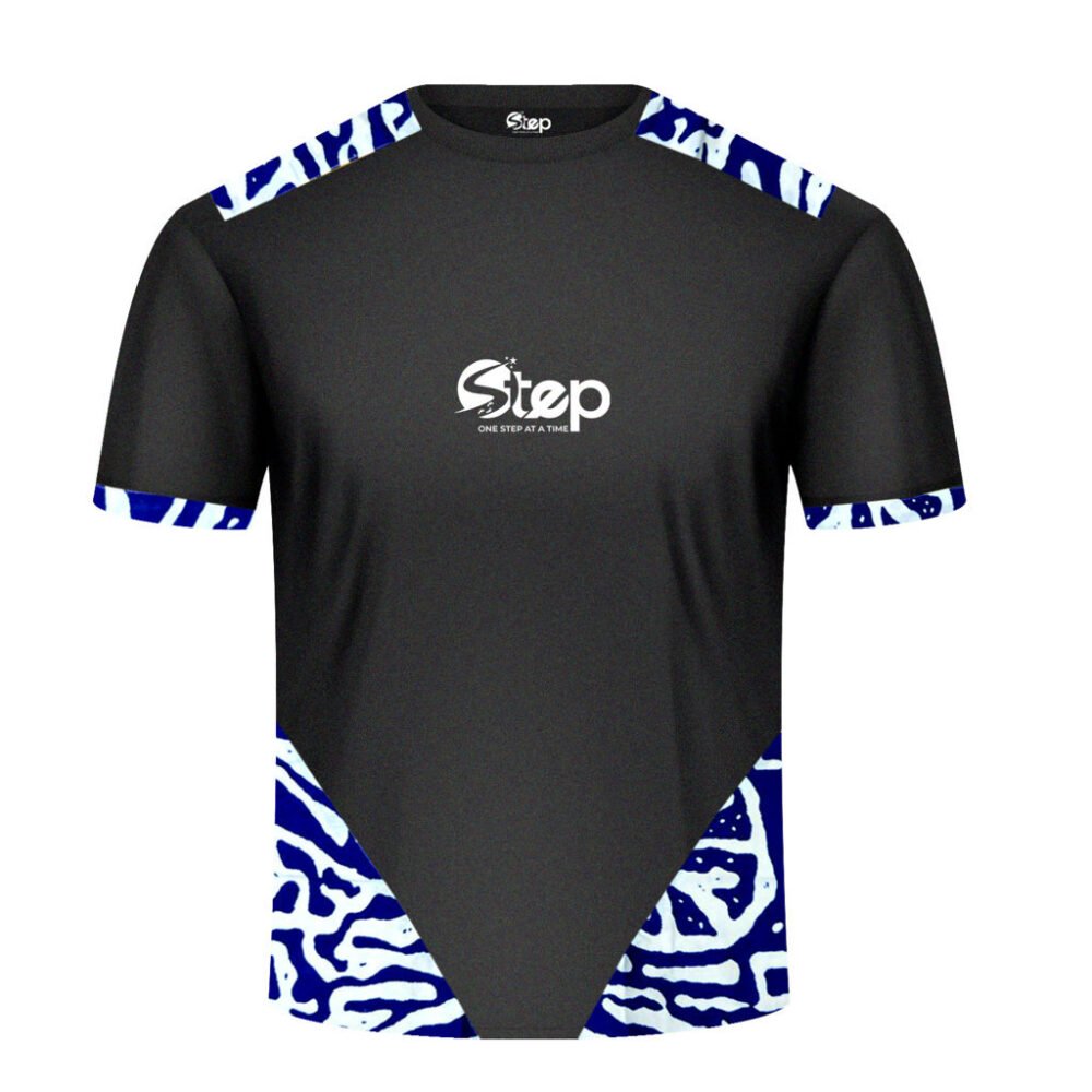 Blue & White Abstract Tribal Accent T-Shirt – STEP
