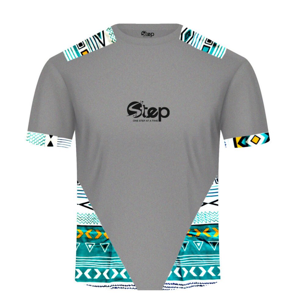 Grey T-shirt with Black Abstract Print - Image 4