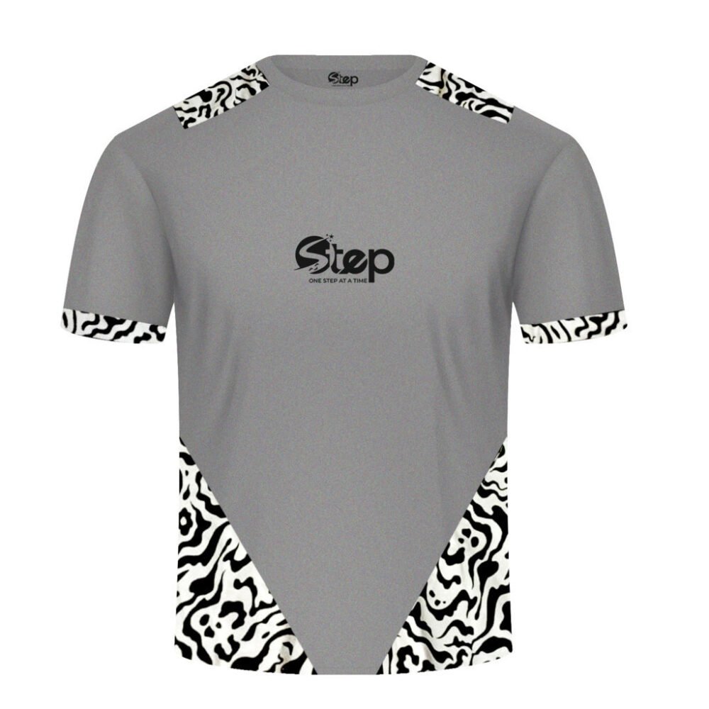 Grey T-shirt with Black Abstract Print