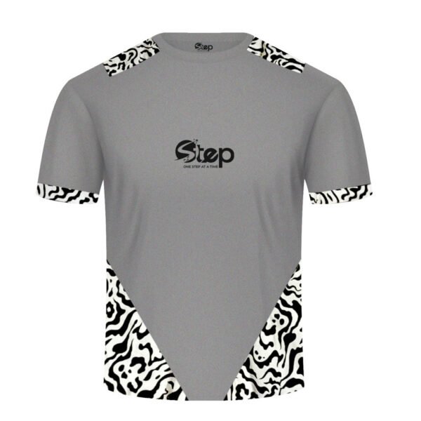 Grey T-shirt with Black Abstract Print