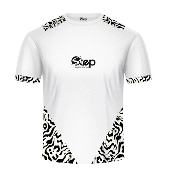 White T-shirt with Black Abstract Print