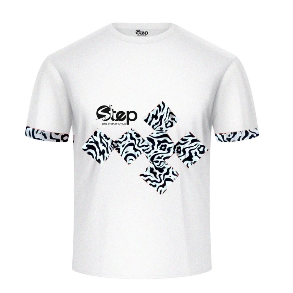 White & Black-White Abstract Print T-Shirt – STEP