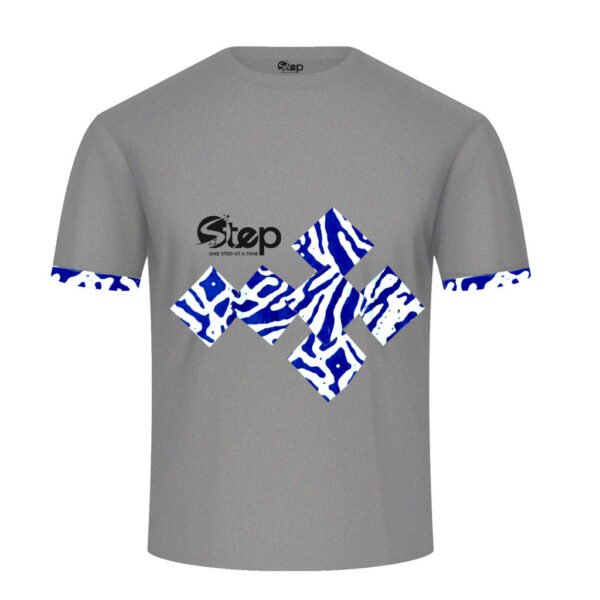 Grey & Blue Abstract Print T-Shirt – STEP