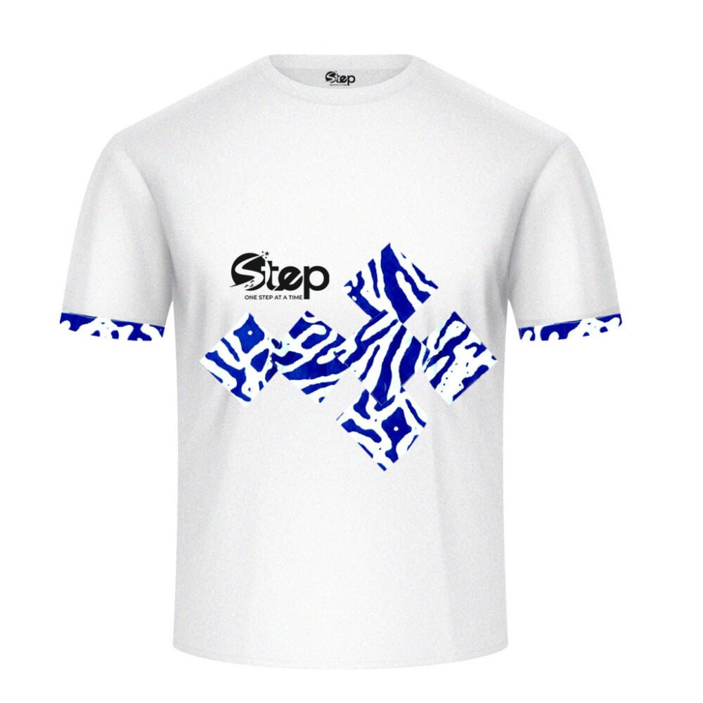 White & Black-White Abstract Print T-Shirt – STEP - Image 2