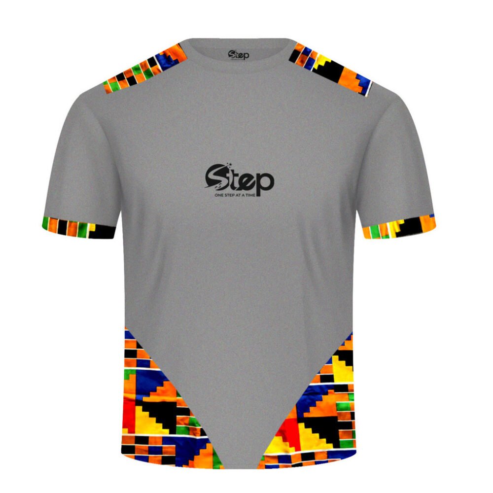 Grey T-shirt with Black Abstract Print - Image 2